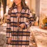 Cream Rust & Blue Plaid Jacket