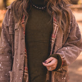 Brown Mineral Wash Paint Splatter Starburst Jacket