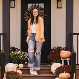 High Rise Medium Wash Distressed Wide Leg Dad Jeans