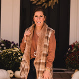 Taupe Check Fur Lined Vest