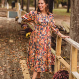 Navy Paisley Mix Tiered Dress