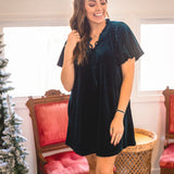 Puff Sleeve Holiday Velvet Dress