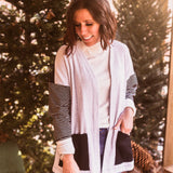 Stripe Sleeve + Patch Pocket Cardigan