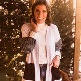 Stripe Sleeve + Patch Pocket Cardigan