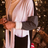 Stripe Sleeve + Patch Pocket Cardigan