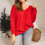 Extended Shoulder V Neck Sweater