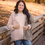 Sage + Cream Half & Half Mini Corduroy Shacket