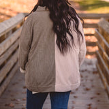 Sage + Cream Half & Half Mini Corduroy Shacket