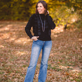 Black Mock Neck Lace Blouse