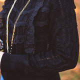 Black Mock Neck Lace Blouse