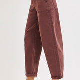 Choco Brown Ankle Cuffed Barrel | High Rise