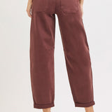 Choco Brown Ankle Cuffed Barrel | High Rise