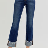 Dark Crop Cuffed Straight | High Rise