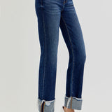 Dark Crop Cuffed Straight | High Rise
