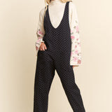 Navy Polka Dot Jumpsuit with Adjustable Straps