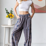 The Boho Current Navy Plaid Patchwork Pant