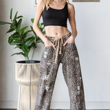 Mocha Leo Washed Distressed Wide Leg Pant