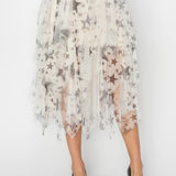 Black Star Printed Mesh Skirt