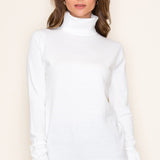 Turtleneck Long Sleeve Button Cuff Detail Sweater