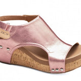 Carley Light Pink Metallic Wedge