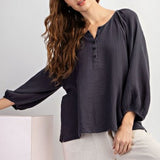 Soft Wash Long Sleeve Cotton Gauze Top