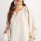 Soft Wash Long Sleeve Cotton Gauze Top