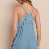 Acid Wash Chambray Oversize Jumpsuit