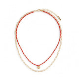 Red Double Layer Gold Chain Necklace