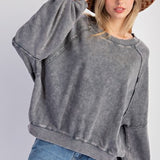 Mineral Wash Terry Knit Pullover