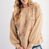 Khaki Boots Mineral Wash Terry Knit Pullover