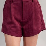 Plum High Waist Suede Shorts