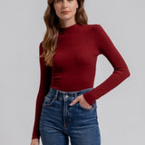 Mock Neck Sweater Knit LS Top
