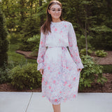 Ivory Floral Print Chiffon Dress