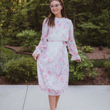 Ivory Floral Print Chiffon Dress