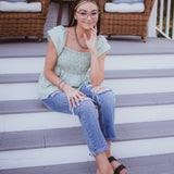 High Rise Distressed Beach Denim
