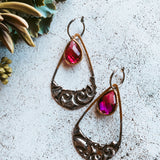 Cutout Teardrop with Fuchsia Stone