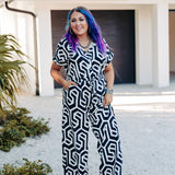 Black Geo Deco Jumpsuit