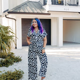 Black Geo Deco Jumpsuit