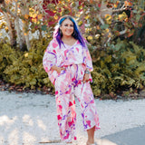 Hot Pink Geode Swirl V Neck Jumpsuit