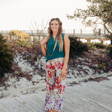 Lavender Mix Floral Smock Waistband Pant