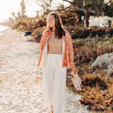 Off White Lined Elastic Back Slacks