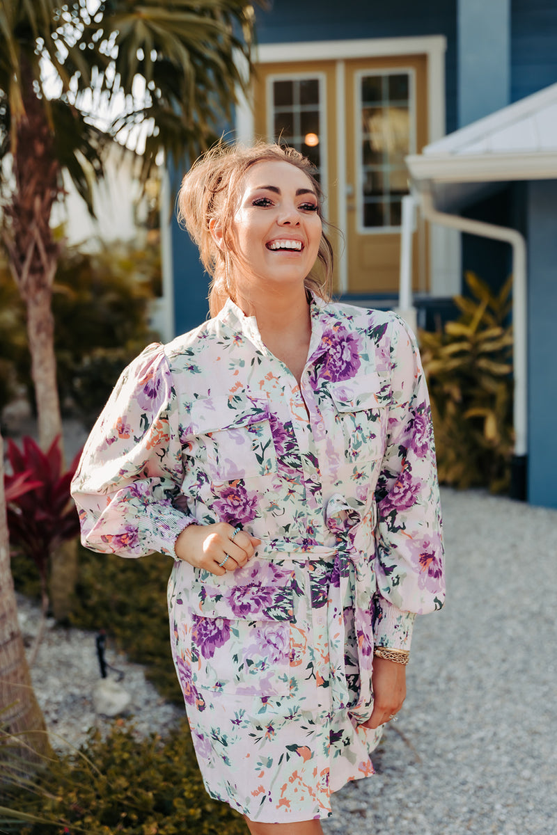 Lavender shirt dress on sale
