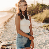 High Rise Two Tone Shorts