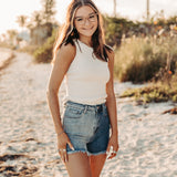 High Rise Two Tone Shorts