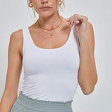 Basic Double Lined Scoop Neck Fitted Tank