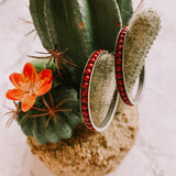 Red Hoops with Studded Detail