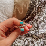 Double Rectangle Turq + SS Concho Ring