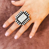 White Oversized Adjustable Ring
