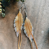 Metallic Feather Tassel Earrings