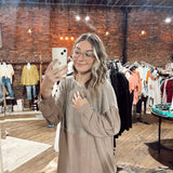 Waffle Top Contrast L/S Round Neck